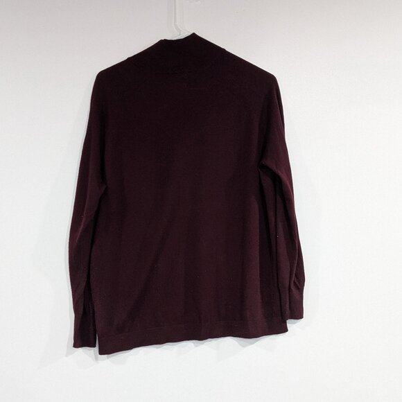 Massimo Dutti Silk Wool Blend Fine Knit Mock Neck Sweater Burgundy Size Small - Picture 1 of 2